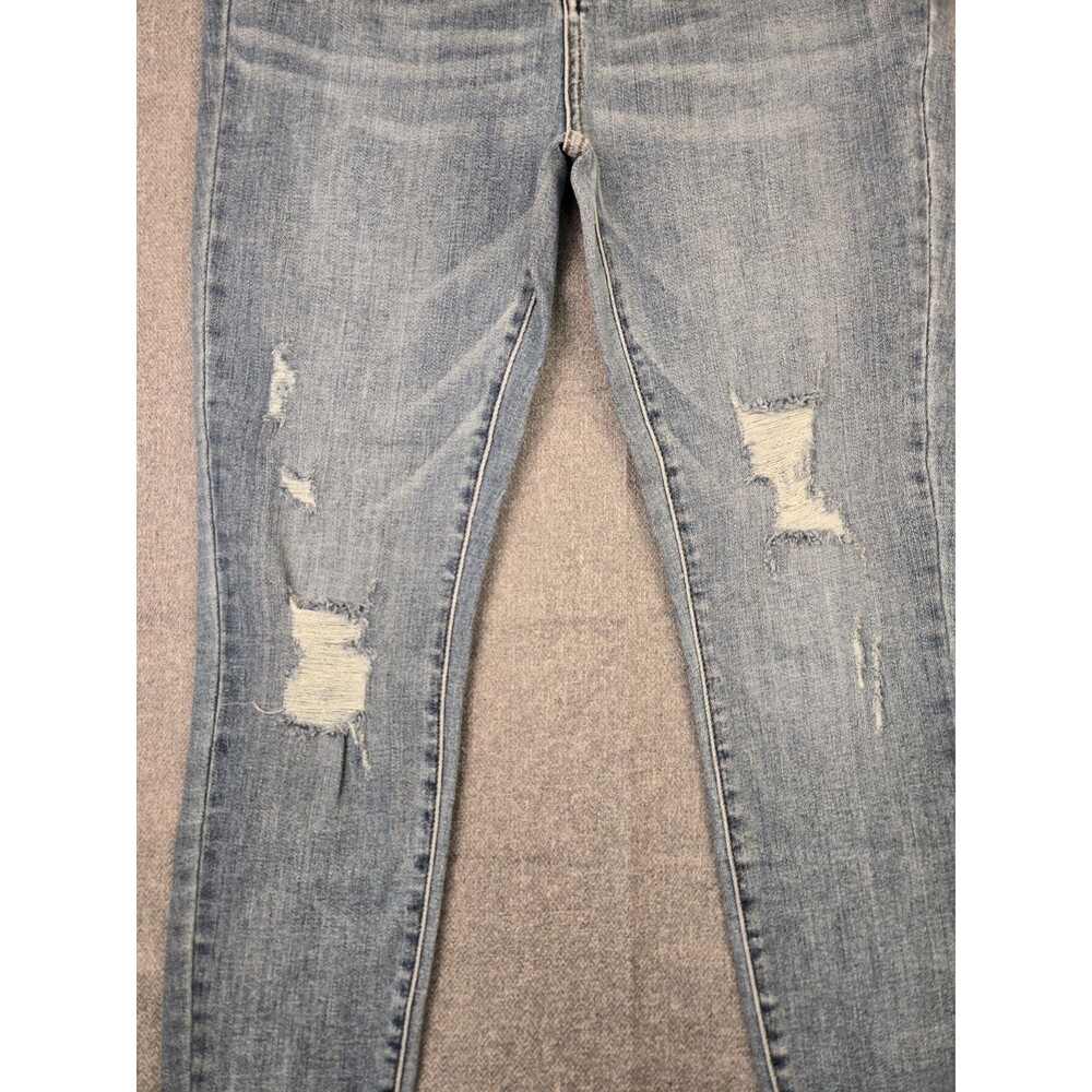Judy Blue High Waist Control Top Skinny Jeans Medium Blue Distressed Size 13/31 - Picture 3 of 9